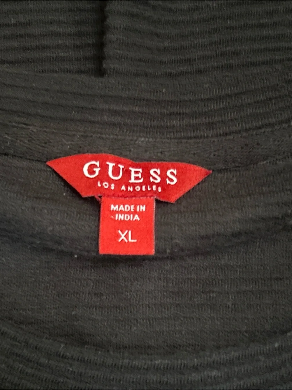 Guess Black Ribbed Tee with Red Label - Picture 2 of 7